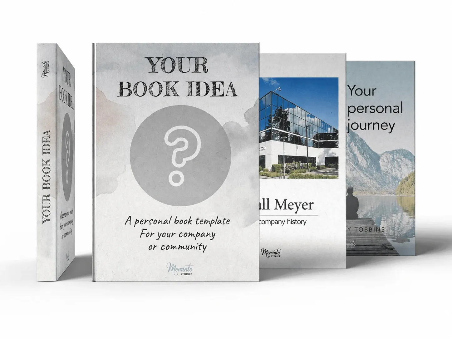 Several Meminto blank books as the starting point for a shared memory book