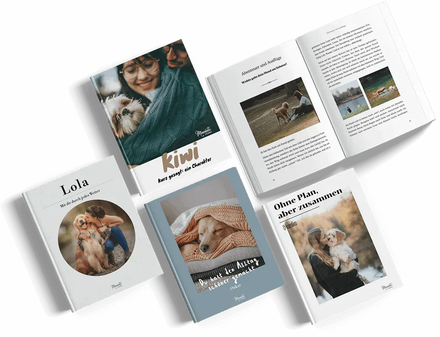 Ein weiteres deutsches Meminto Hunde Erinnerungsbuch mit persönlichen Geschichten und Fotos