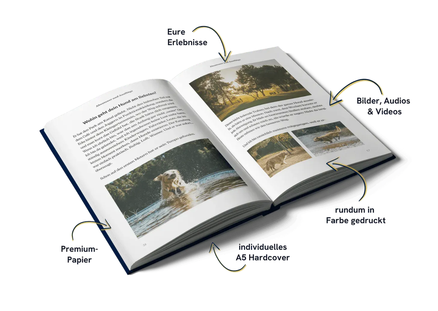 Aufgeschlagenes Meminto-Buch mit persönlichen Beiträgen und Fotos aus gemeinsamen Arbeitsjahren