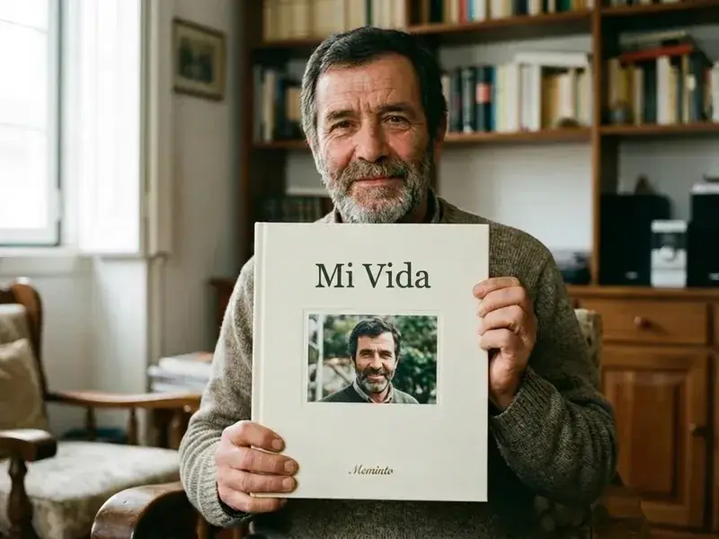 Un autor sostiene entre las manos su libro de tapa dura terminado