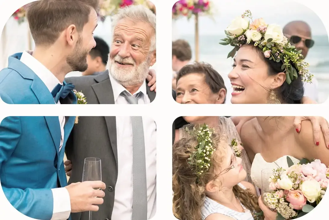 Wedding guests sharing special moments from the day