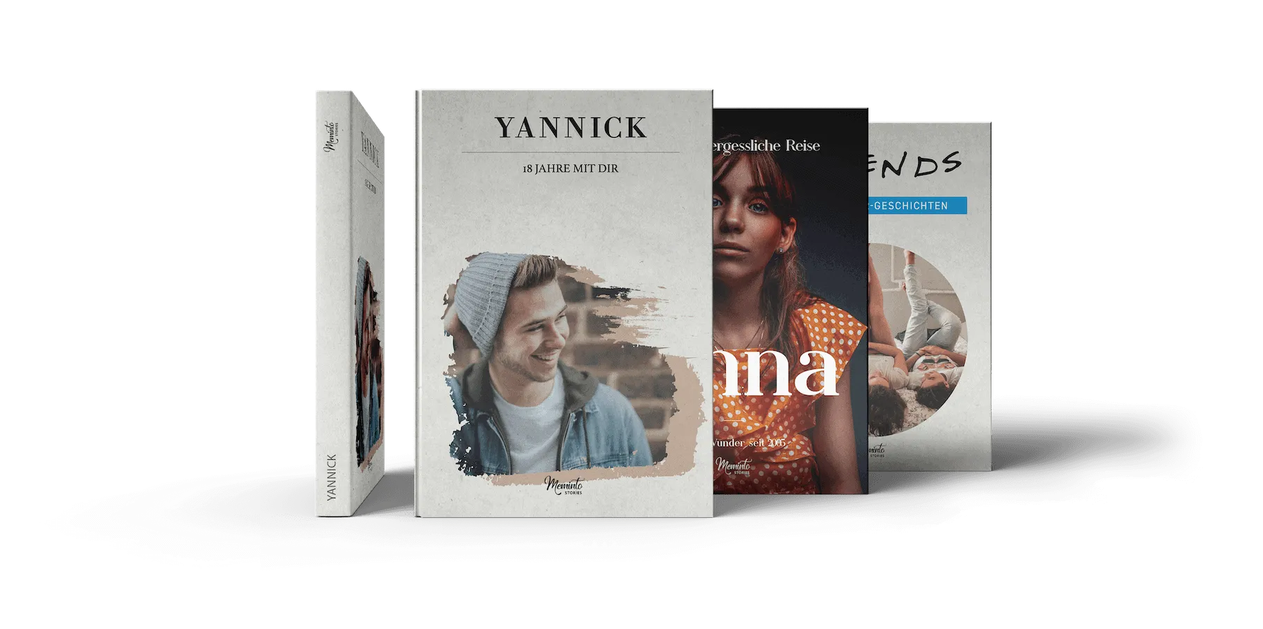 Several printed Meminto Youth Books created for a family's child