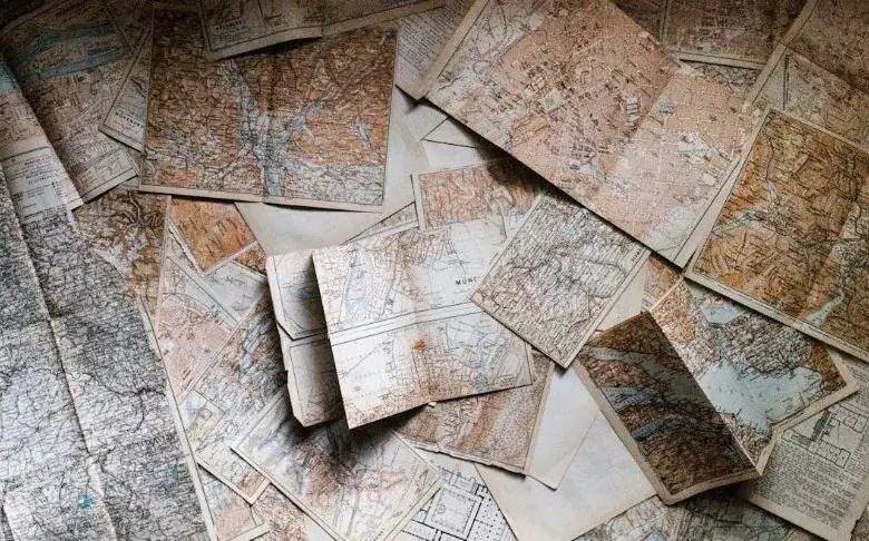 Illustrated map marking the places a retiree traveled to for work
