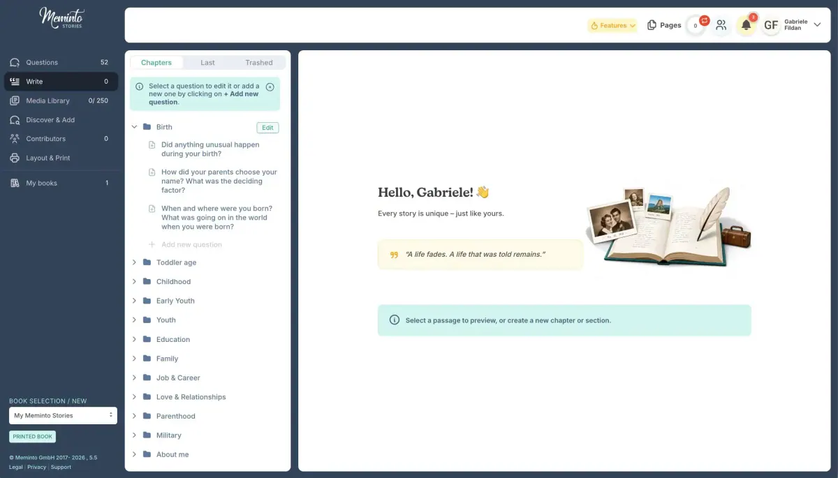 The new Meminto dashboard