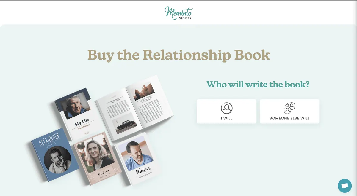 Buy the Relationship Book page asking who will write the book, beside life book covers