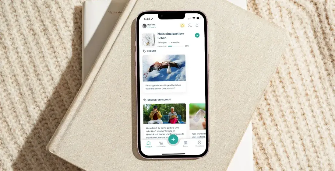 Die Meminto App auf einem iPhone