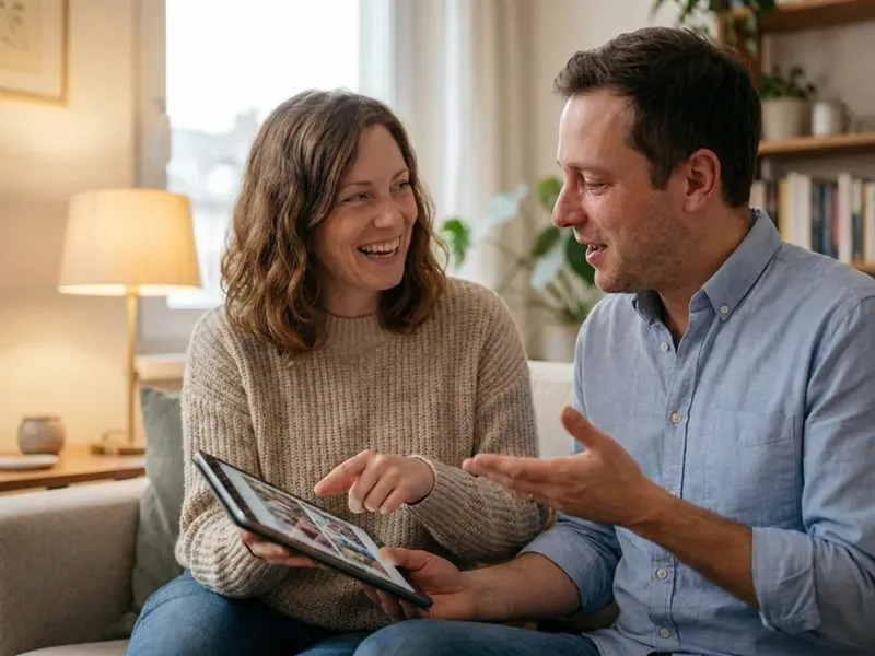 Zwei Partner beantworten Fragen zu ihrer Beziehung