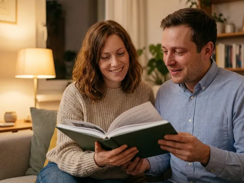 Das fertige Beziehungsbuch wird gemeinsam geprüft