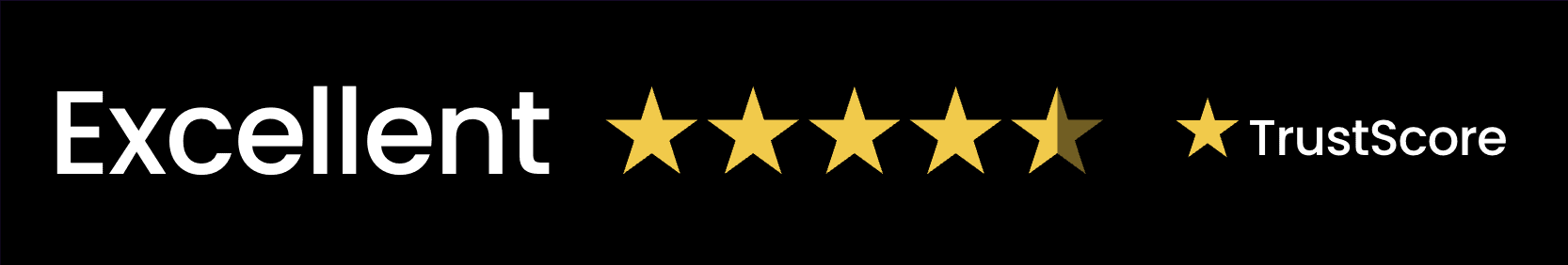 Selo de avaliação com a menção Excellent e estrelas douradas de TrustScore