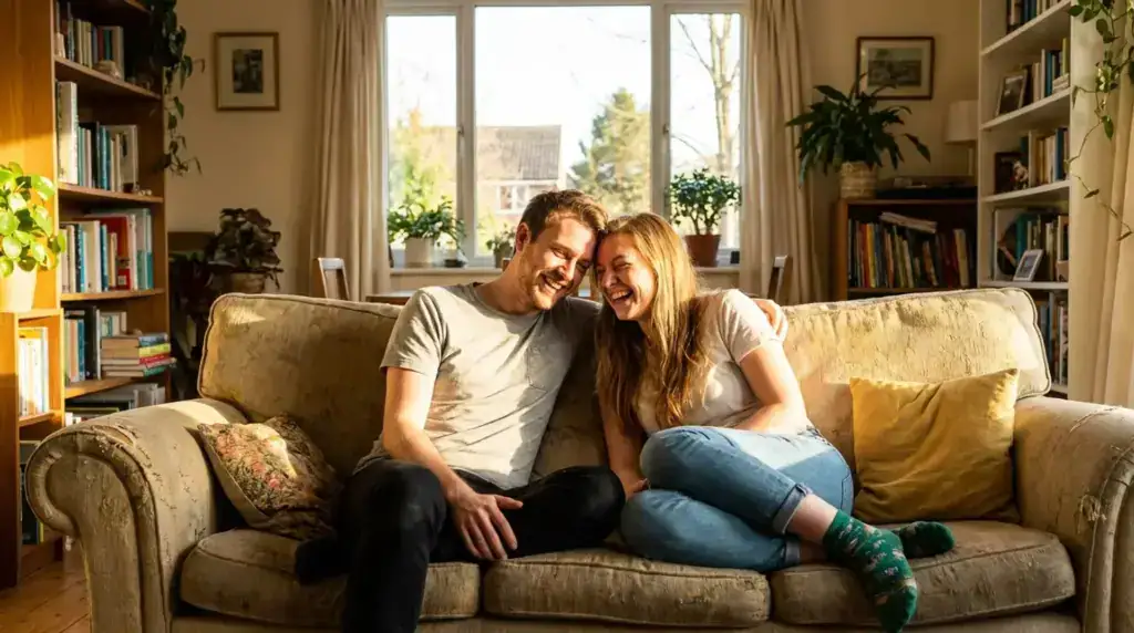 Siblings laughing together